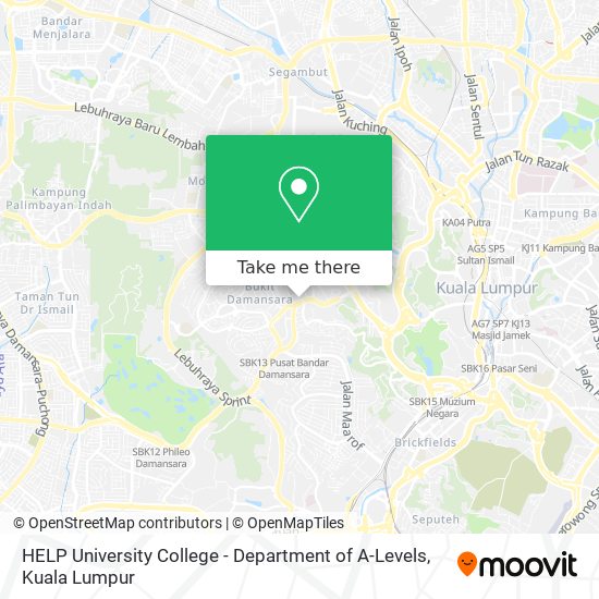 HELP University College - Department of A-Levels map