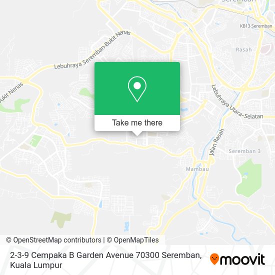 Peta 2-3-9 Cempaka B Garden Avenue 70300 Seremban