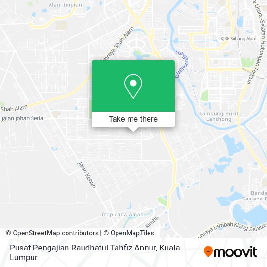 Peta Pusat Pengajian Raudhatul Tahfiz Annur