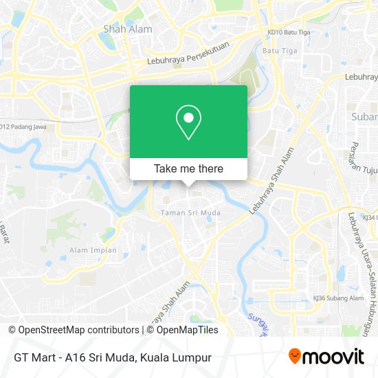GT Mart - A16 Sri Muda map