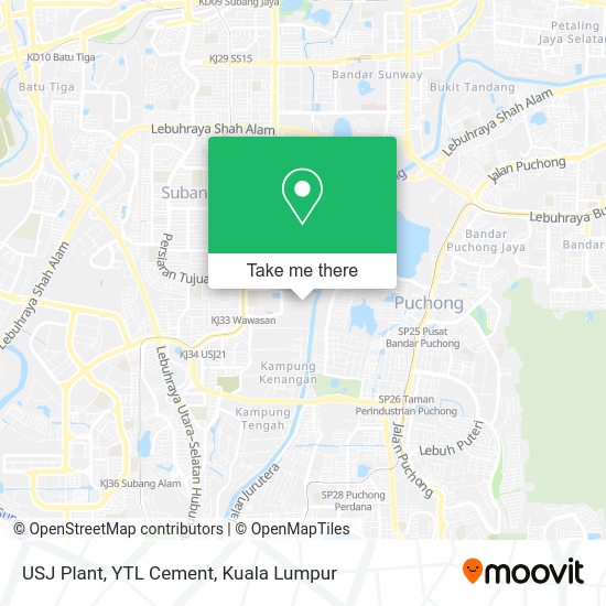 USJ Plant, YTL Cement map