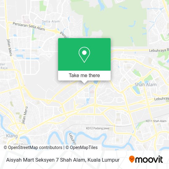 Aisyah Mart Seksyen 7 Shah Alam map