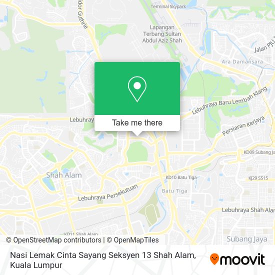 Peta Nasi Lemak Cinta Sayang Seksyen 13 Shah Alam