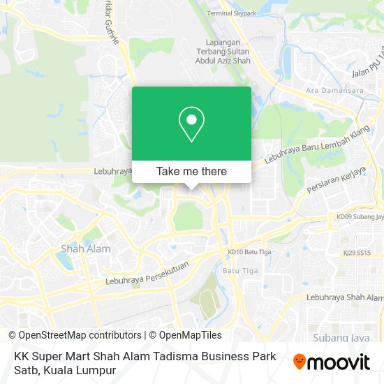 KK Super Mart Shah Alam Tadisma Business Park Satb map