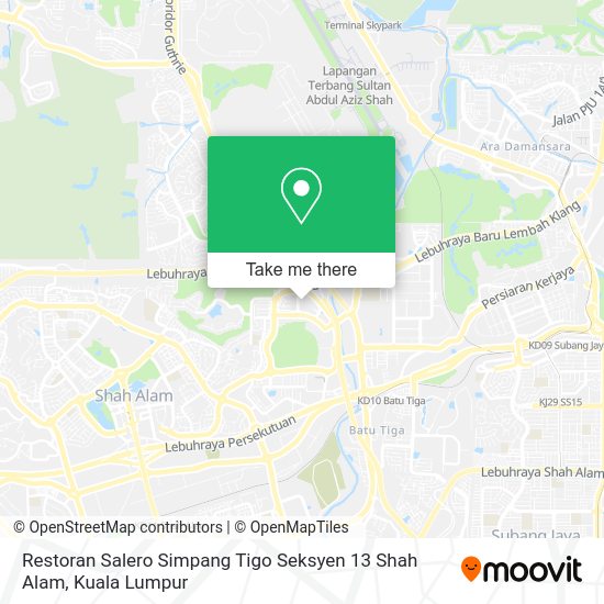 Peta Restoran Salero Simpang Tigo Seksyen 13 Shah Alam
