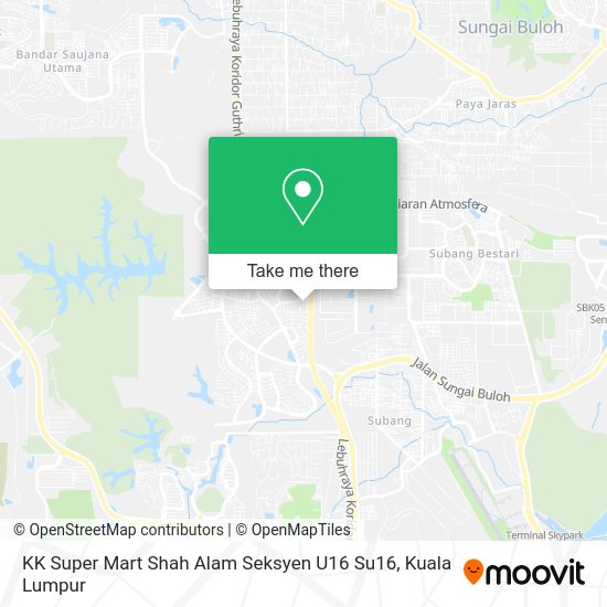 Peta KK Super Mart Shah Alam Seksyen U16 Su16