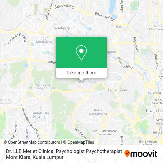 Peta Dr. LLE Merlet Clinical Psychologist Psychotherapist Mont Kiara