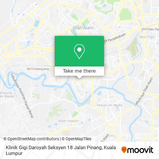 Peta Klinik Gigi Daroyah Seksyen 18 Jalan Pinang