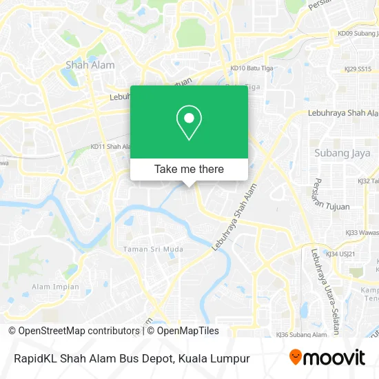 RapidKL Shah Alam Bus Depot map