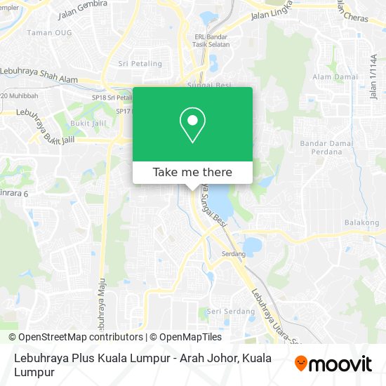 Lebuhraya Plus Kuala Lumpur - Arah Johor map