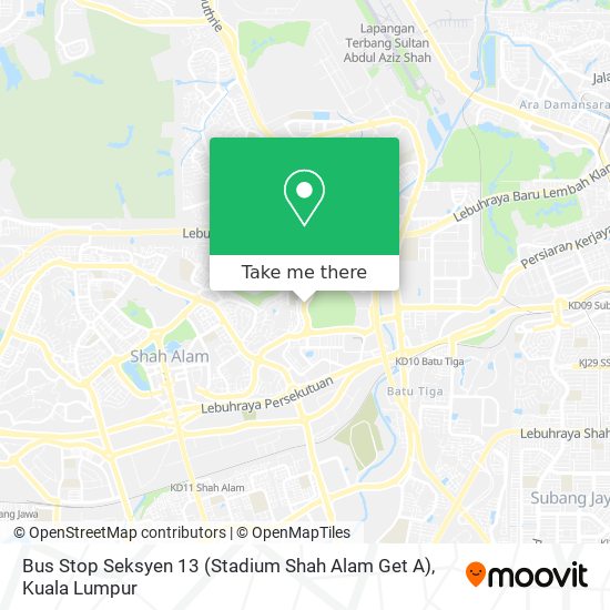 Peta Bus Stop Seksyen 13 (Stadium Shah Alam Get A)
