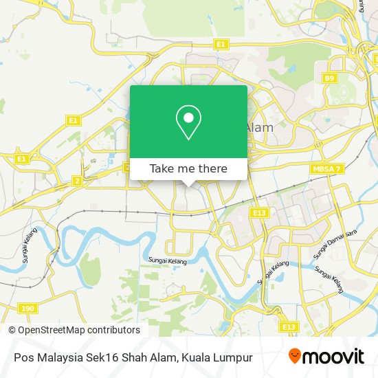 Pos Malaysia Sek16 Shah Alam map