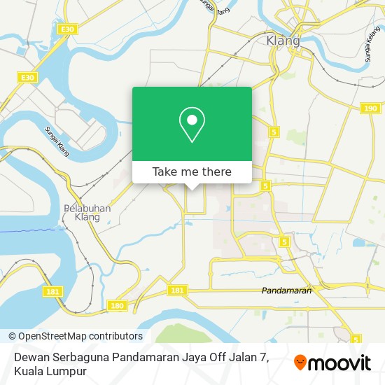 Peta Dewan Serbaguna Pandamaran Jaya Off Jalan 7