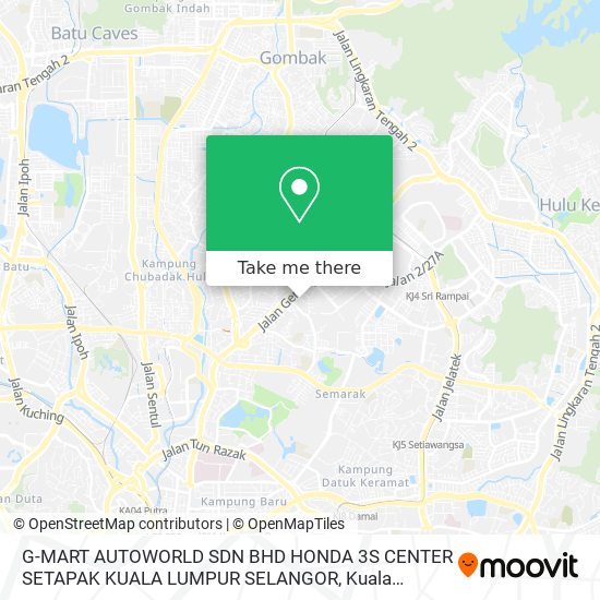 Peta G-MART AUTOWORLD SDN BHD HONDA 3S CENTER SETAPAK KUALA LUMPUR SELANGOR