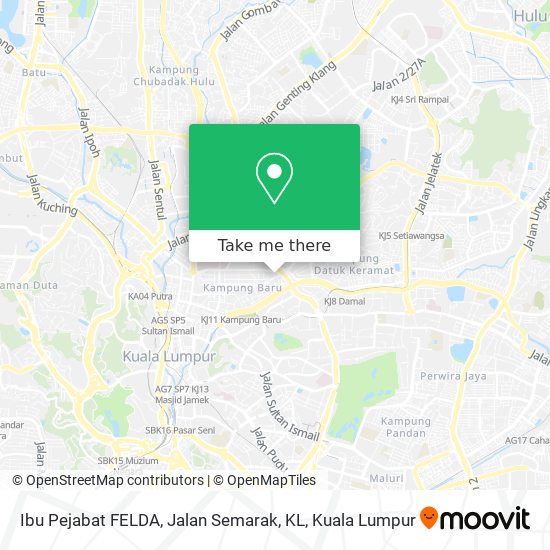 Peta Ibu Pejabat FELDA, Jalan Semarak, KL