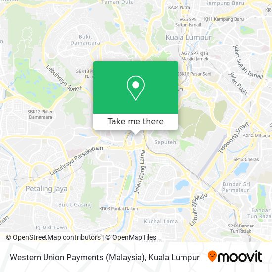 Peta Western Union Payments (Malaysia)