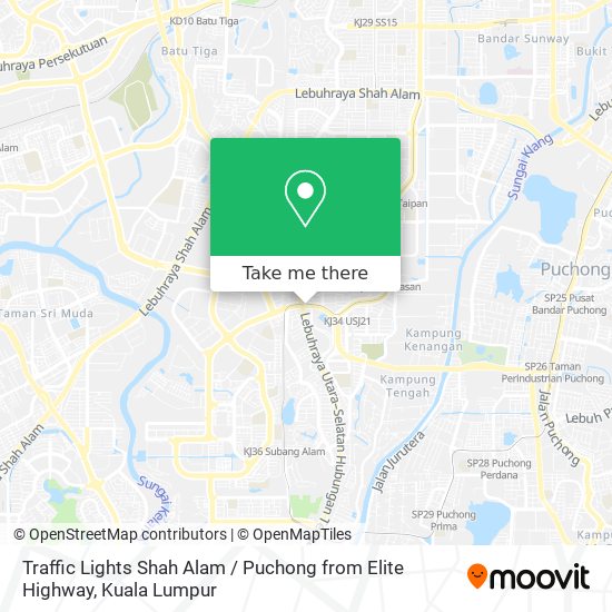 Traffic Lights Shah Alam / Puchong from Elite Highway map