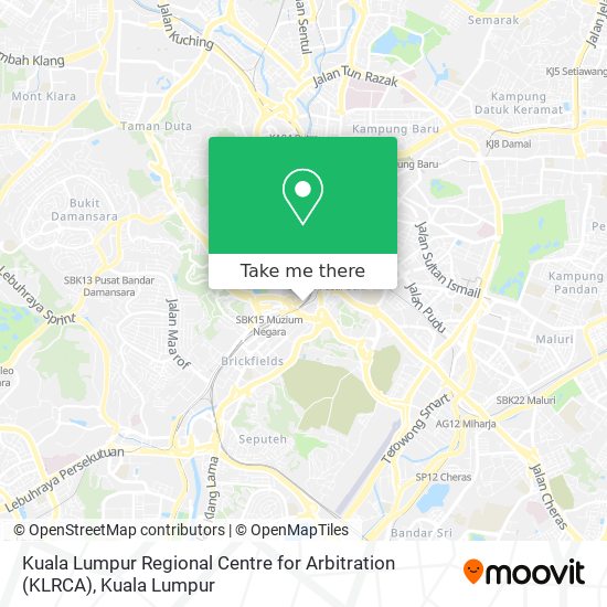 Peta Kuala Lumpur Regional Centre for Arbitration (KLRCA)