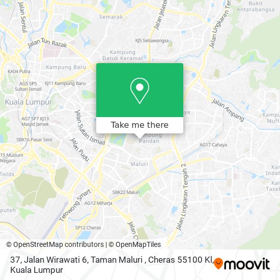 Peta 37, Jalan Wirawati 6, Taman Maluri , Cheras 55100 Kl