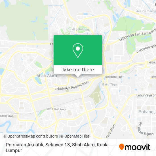 Peta Persiaran Akuatik, Seksyen 13, Shah Alam