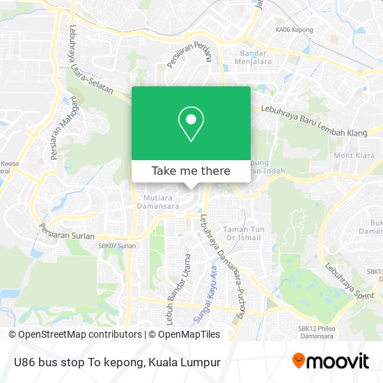 Peta U86 bus stop To kepong