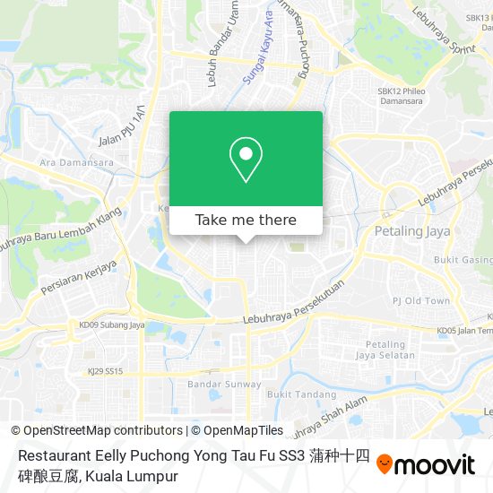 Restaurant Eelly Puchong Yong Tau Fu SS3 蒲种十四碑酿豆腐 map