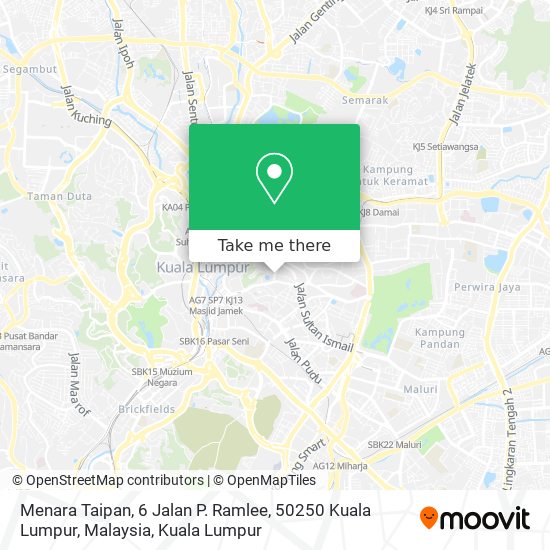 Peta Menara Taipan, 6 Jalan P. Ramlee, 50250 Kuala Lumpur, Malaysia