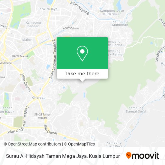 Peta Surau Al-Hidayah Taman Mega Jaya