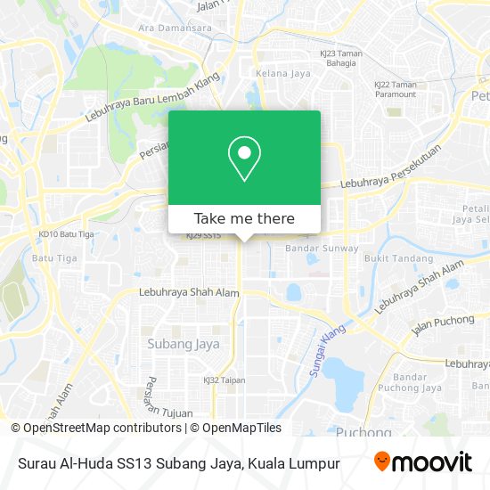 Peta Surau Al-Huda SS13 Subang Jaya