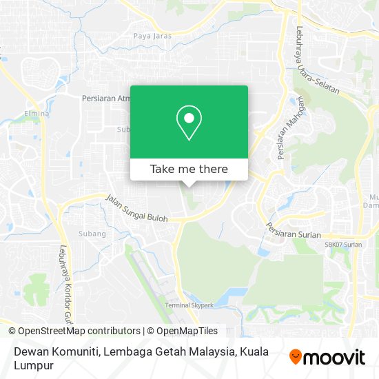 Dewan Komuniti, Lembaga Getah Malaysia map