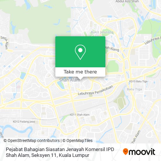 Peta Pejabat Bahagian Siasatan Jenayah Komersil IPD Shah Alam, Seksyen 11
