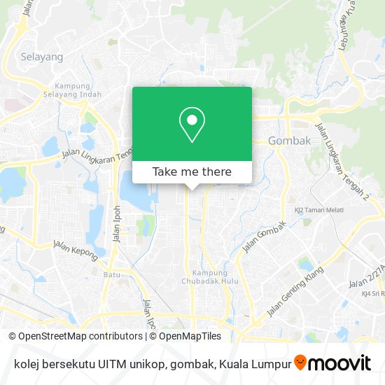 kolej bersekutu UITM unikop, gombak map