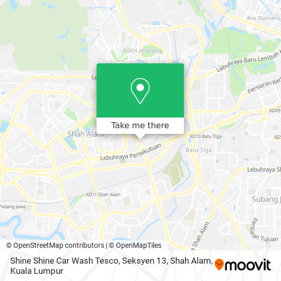 Peta Shine Shine Car Wash Tesco, Seksyen 13, Shah Alam