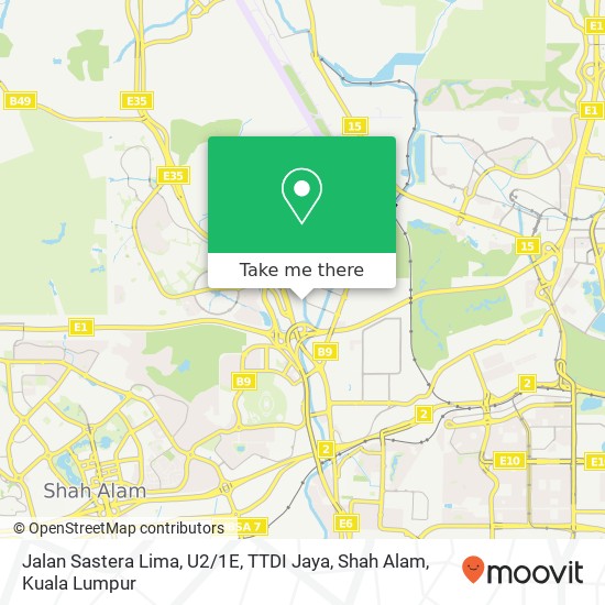 Peta Jalan Sastera Lima, U2 / 1E, TTDI Jaya, Shah Alam