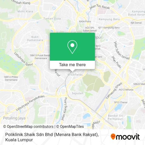 Peta Poliklinik Shaik Sdn Bhd (Menara Bank Rakyat)
