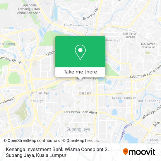 Peta Kenanga Investment Bank Wisma Consplant 2, Subang Jaya