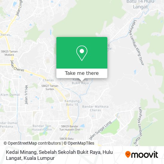 Peta Kedai Minang, Sebelah Sekolah Bukit Raya, Hulu Langat