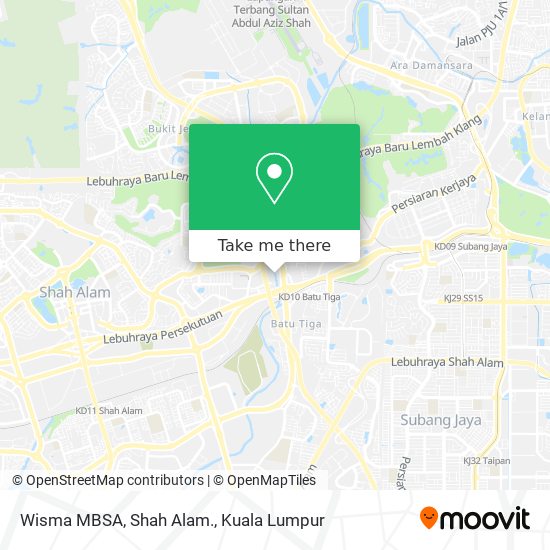 Peta Wisma MBSA, Shah Alam.