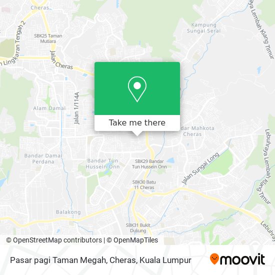 Pasar pagi Taman Megah, Cheras map