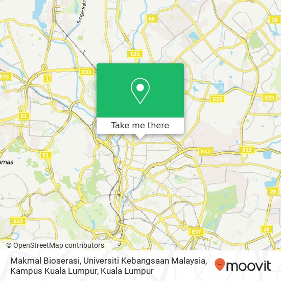 Peta Makmal Bioserasi, Universiti Kebangsaan Malaysia, Kampus Kuala Lumpur