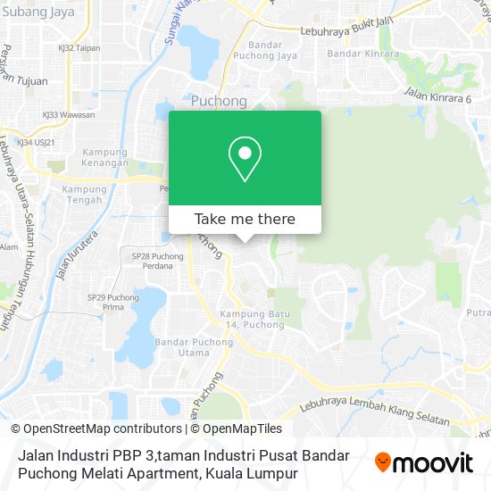 Peta Jalan Industri PBP 3,taman Industri Pusat Bandar Puchong Melati Apartment