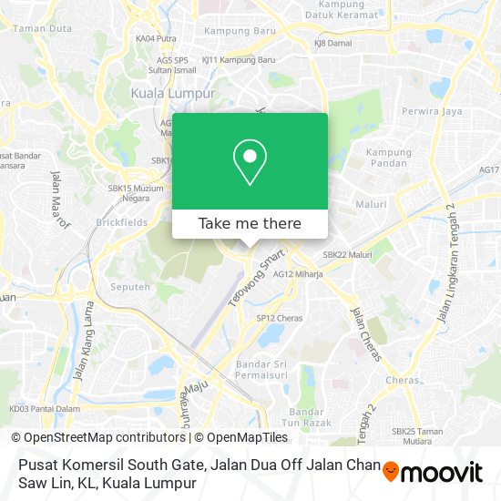 Pusat Komersil South Gate, Jalan Dua Off Jalan Chan Saw Lin, KL map