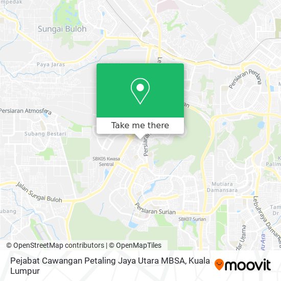 Peta Pejabat Cawangan Petaling Jaya Utara MBSA