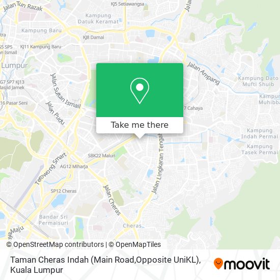 Peta Taman Cheras Indah (Main Road,Opposite UniKL)