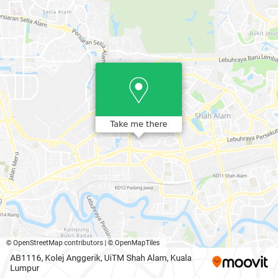AB1116, Kolej Anggerik, UiTM Shah Alam map