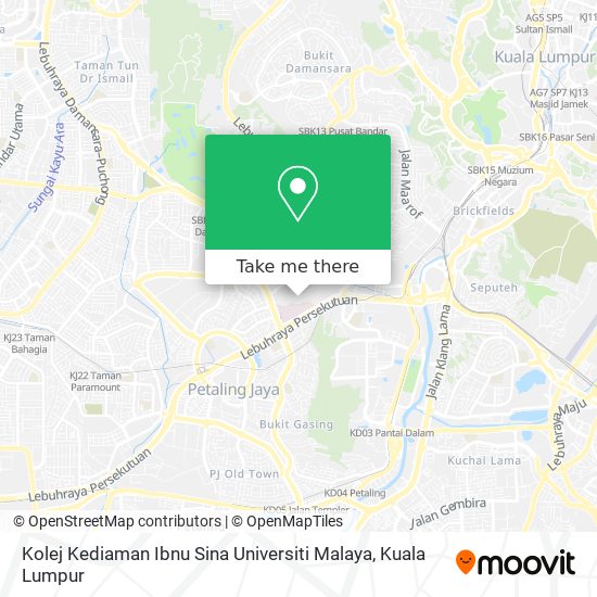 Peta Kolej Kediaman Ibnu Sina Universiti Malaya