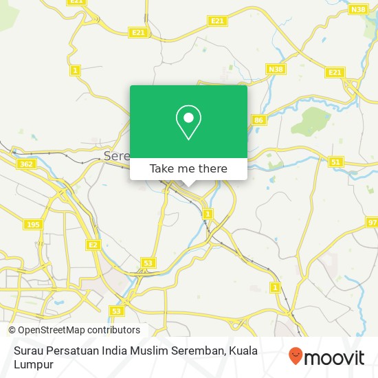 Peta Surau Persatuan India Muslim Seremban