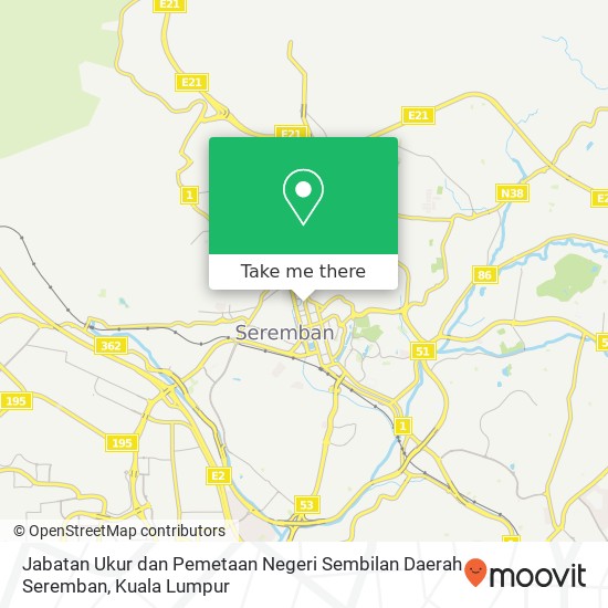 Jabatan Ukur dan Pemetaan Negeri Sembilan Daerah Seremban map