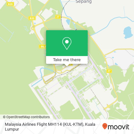 Peta Malaysia Airlines Flight MH114 (KUL-KTM)