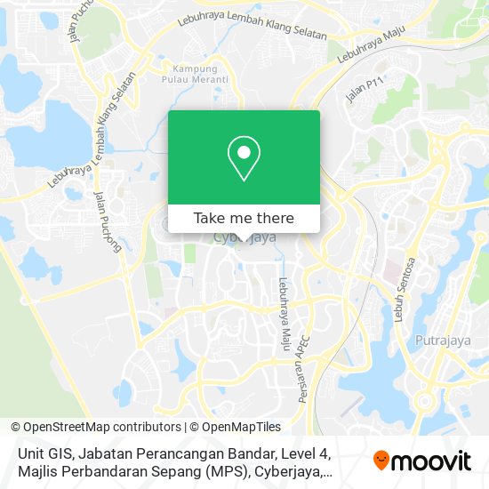 Unit GIS, Jabatan Perancangan Bandar, Level 4, Majlis Perbandaran Sepang (MPS), Cyberjaya, Selangor map